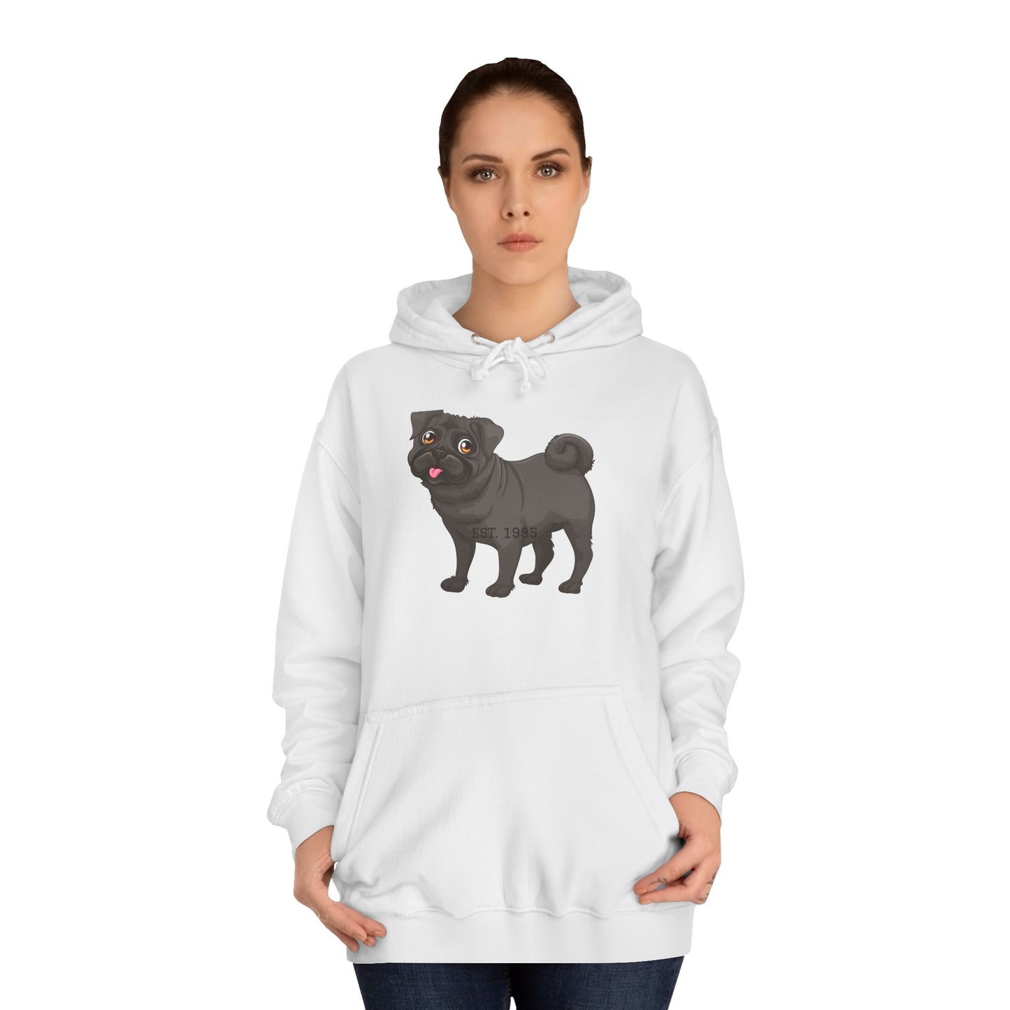 Adorable Pug Unisex College Hoodie - Cozy and Fun Dog Lover Apparel
