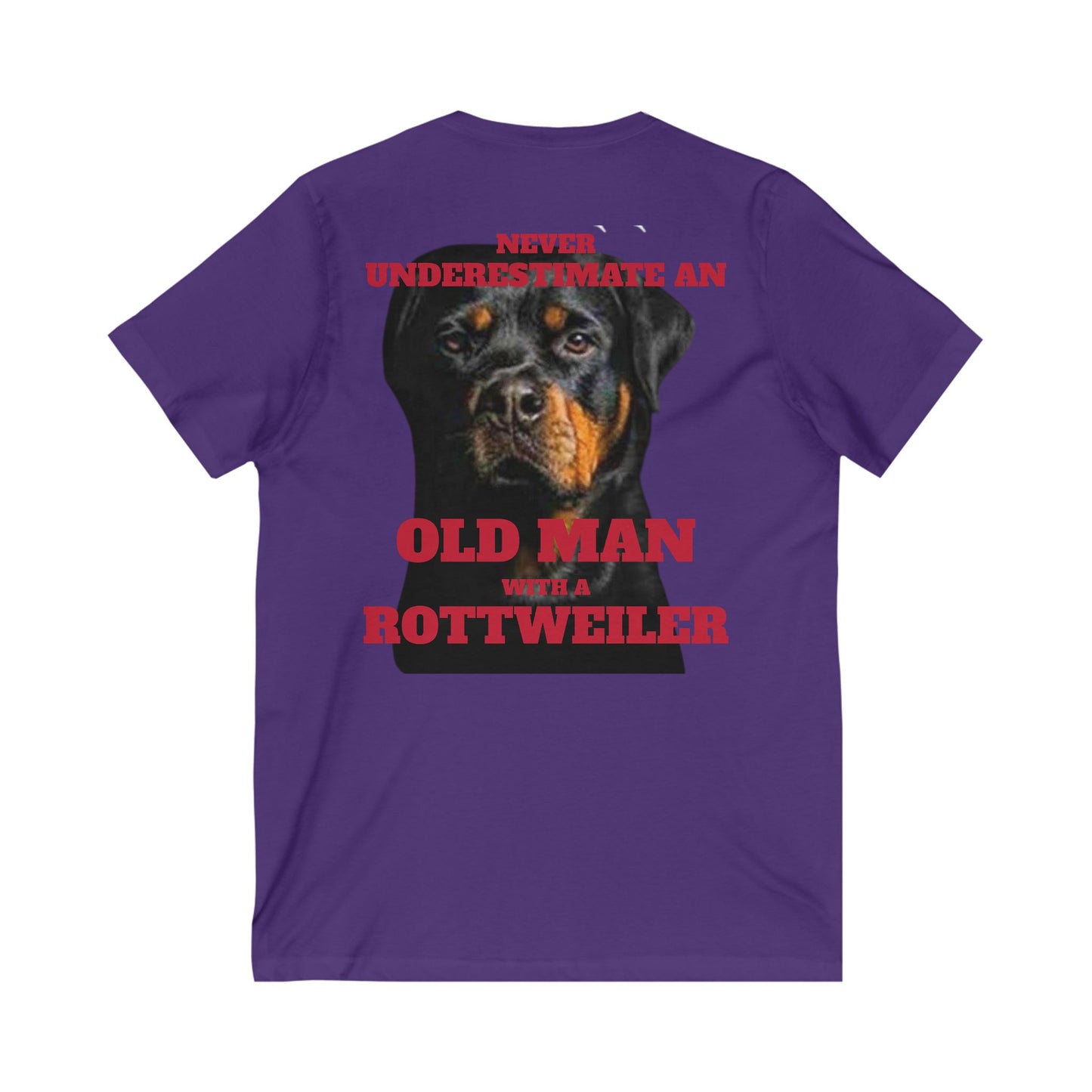 Rottweiler Tee: Never Underestimate old Man Gift, Pet Lover Shirt, Funny Dog Dad Tee, Unisex V-Neck, Birthday Gift