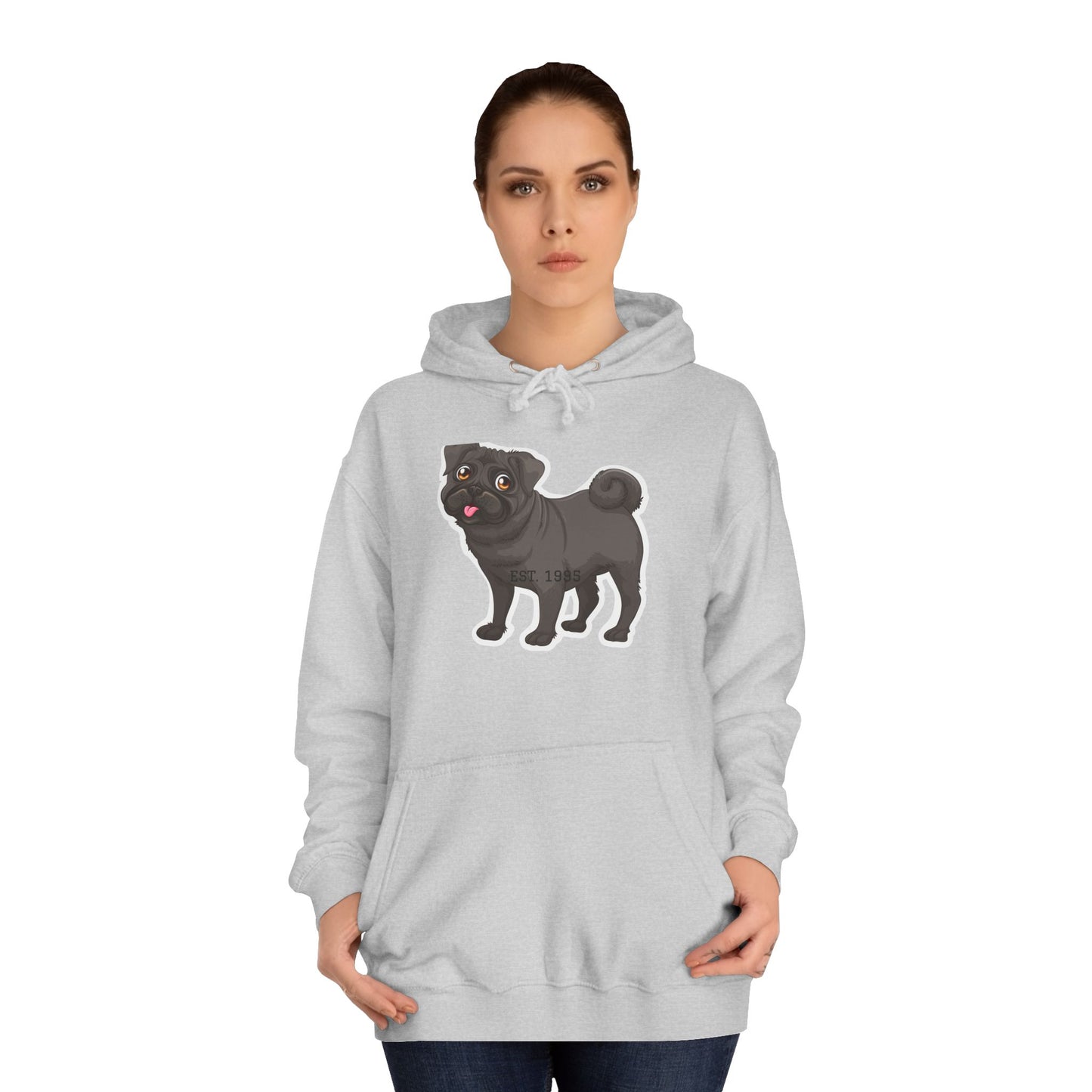 Adorable Pug Unisex College Hoodie - Cozy and Fun Dog Lover Apparel