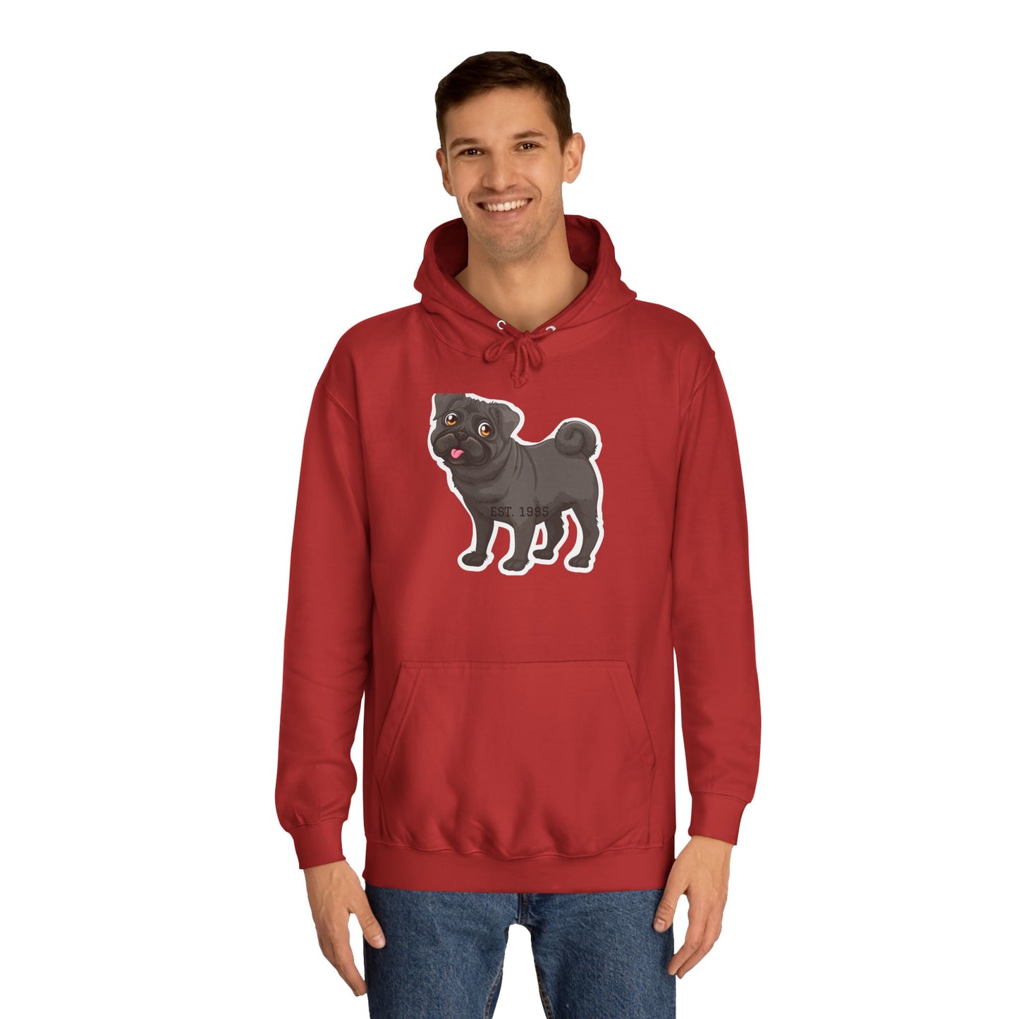 Adorable Pug Unisex College Hoodie - Cozy and Fun Dog Lover Apparel